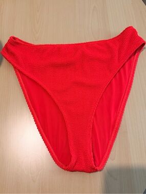 Good American Bright Red Textured Bikini Bottom Size 5/6